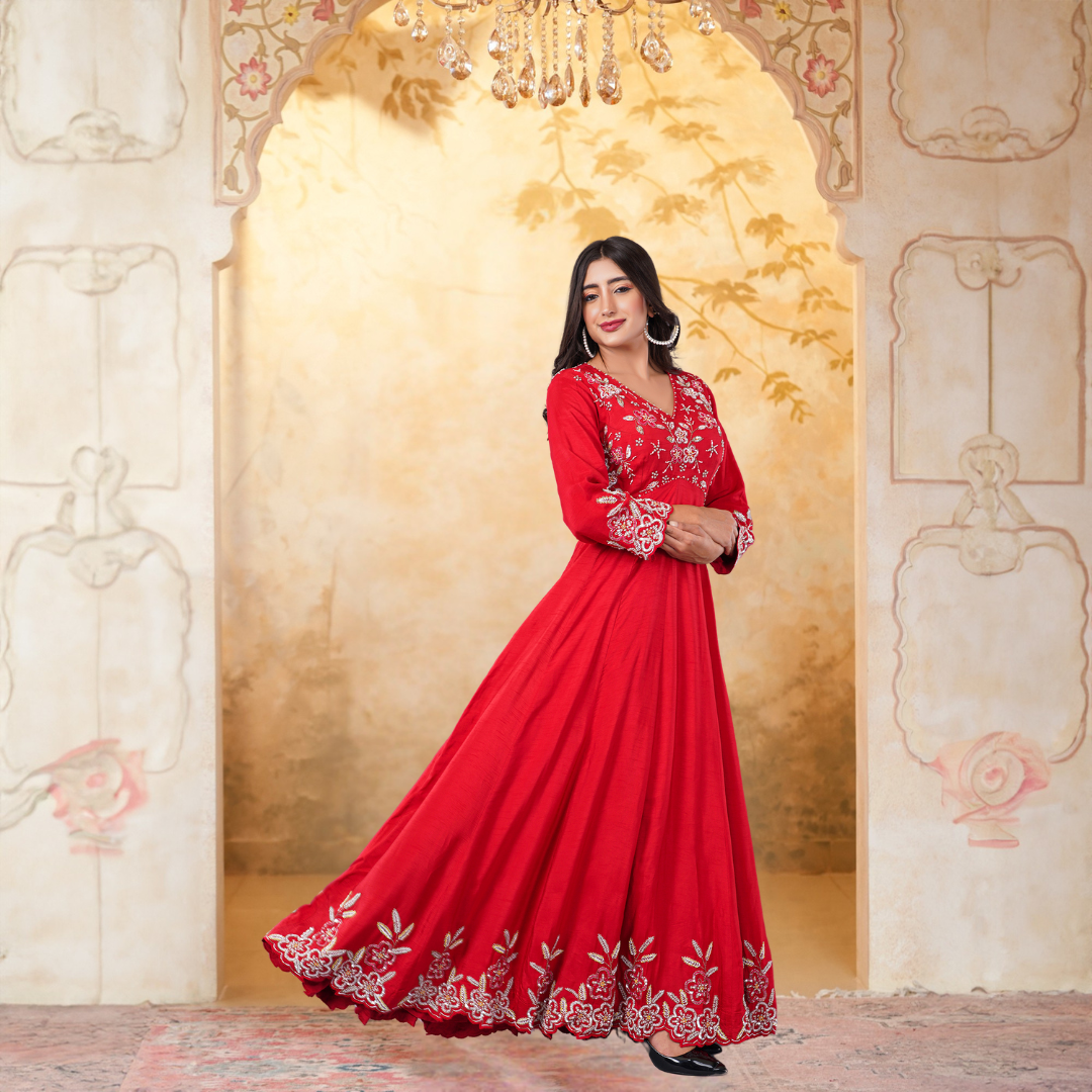 Anarkali Set With Heavy Handwork Embroidery For Women