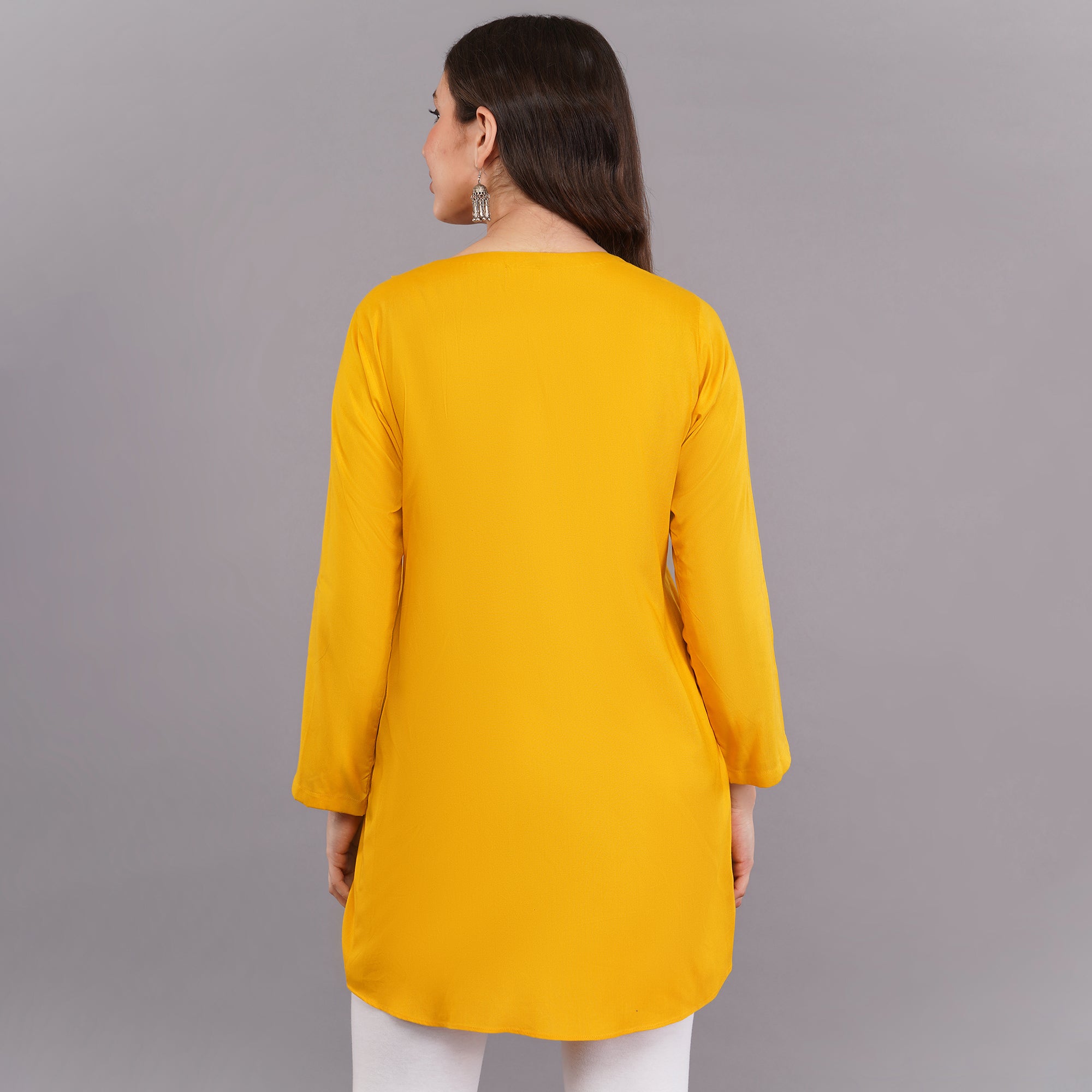 Mustured yellow kurti for women
