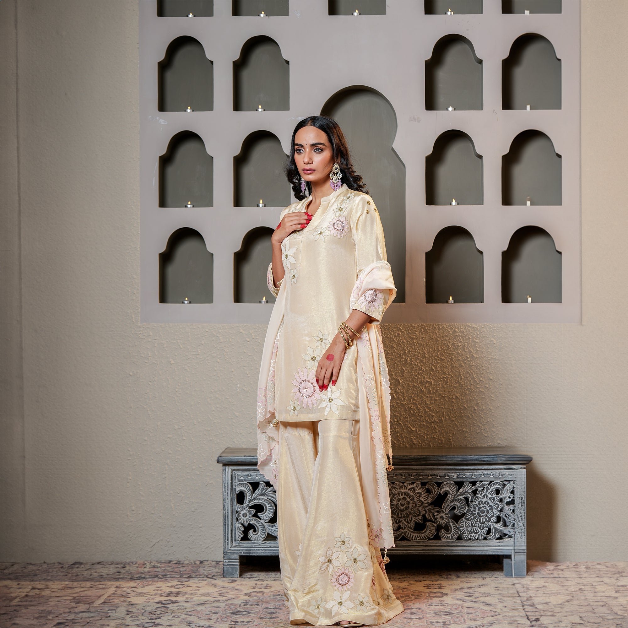 party wear sharara suits with long kameez
