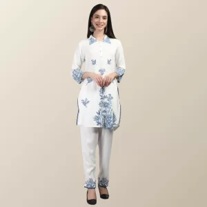 Rayon fabric corset machine work kurta set for women