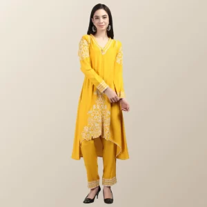 Rayon C-cut Embroidered Kurti-Pant