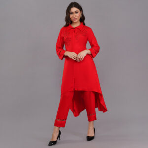 Rayon C-cut Kurti-Pant With Sequence Work