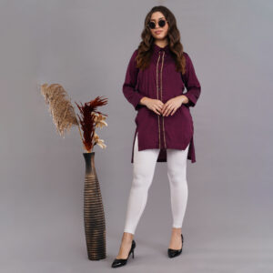 Wine Kurti With Stylish Cut Work For Women