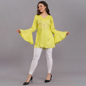 Kurti With Mmbrella Sleeves With Sequence Hand Work For Women