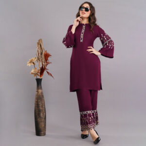 Rayon Kurti-Pant With Heavy Bail Work Embroidery For Women