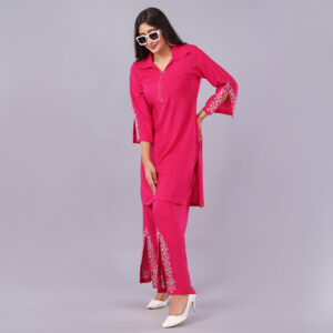 Rayon kurti Pant Set With Cut & Embroidery Work For Women