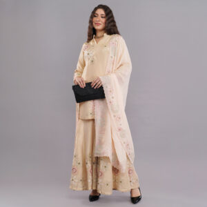 Tissue Sharara Set With Flower Hand Work For Women